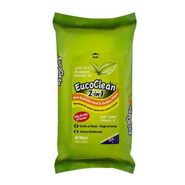 Eucoclean Antibacterial Wipes 2-in-1 60 wipes